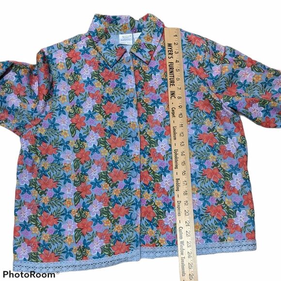 Bleu Bayou 2 PC jumper set size large vintage denim chambray embroidered modest - Picture 6 of 14